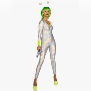 Tipsy Elves Alien Jumpsuit with Neon Green Accents